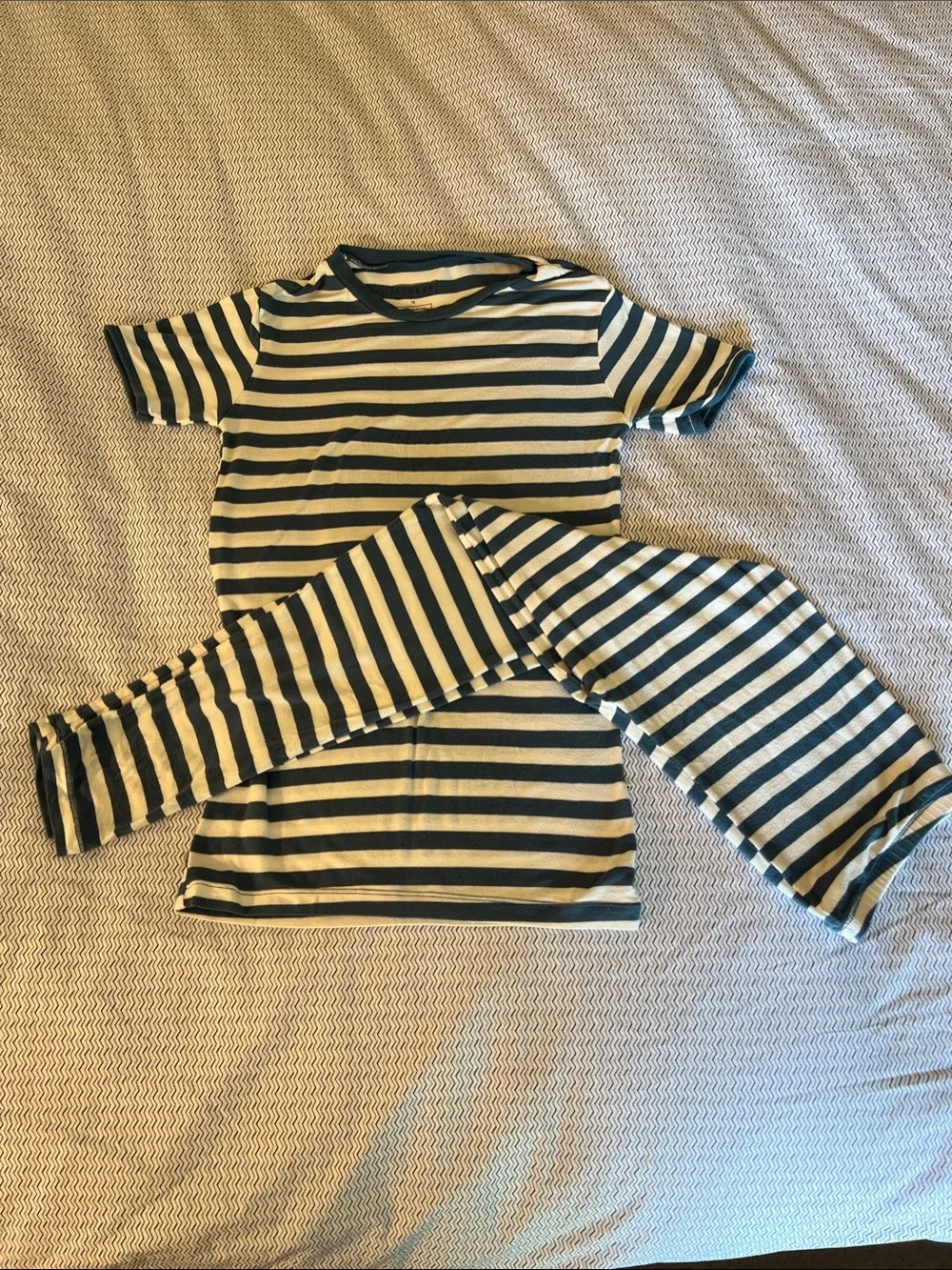 Kickee Pants Navy and White Striped Short Sleeve Pajama Set